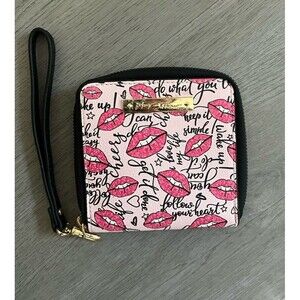NWT Betsey Johnson Zip Around Wallet - LIPS Blush Multi Color